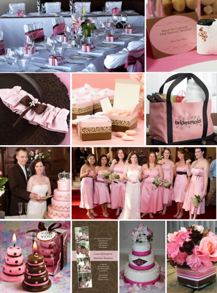 Csokoládé és rózsaszín esküvői gyengéden és kedvesen
