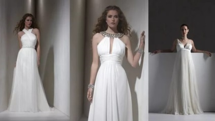 Esküvői ruha görög stílusú fotó a hosszú és rövid modellek