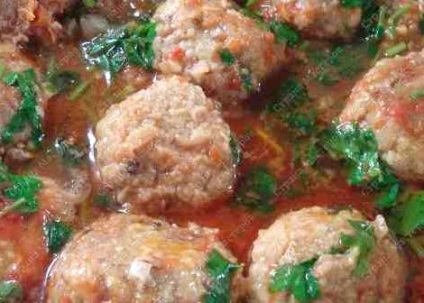 Húsgombóc rizs nélkül recept fotókkal és a mártással (mártás) Húsgombóc rizs nélkül recept fotókkal és pecsenyelével