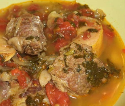 Khashlama csirkével - egy könnyű változata a finom ételek, a kaukázusi