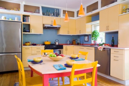 Élénk színek konyha - Photo Interior Design (világos szín a konyhában) Élénk színek konyha - belsőépítészeti fotó