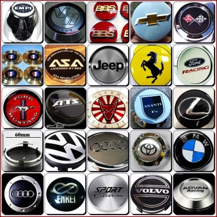 Dugók keréktárcsák autó logó - hogyan válasszon