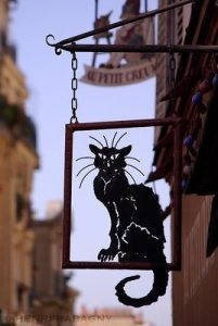 Fekete macska - szimbóluma Paris, művészeti és Csehország - farkú kerékpárok