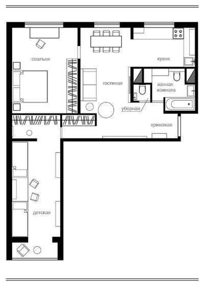 Ötletek átépítése két hálószobás apartman a panel házban 1605-kor