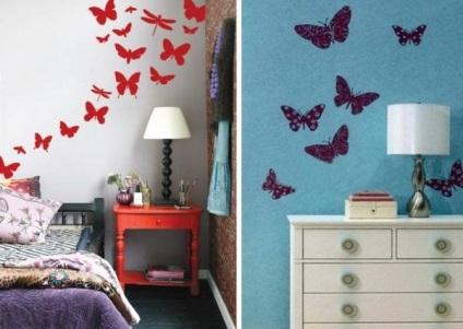 Hogyan kell használni a belső pillangók - pillangók festett a falra - design a lakás