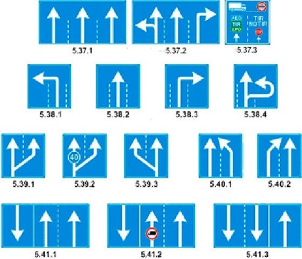 SDA közlekedési táblák, jelzések metszéspontjában és az irányt a sávok