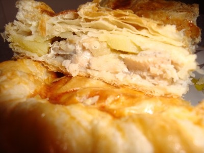 Pite csirke burgonyával leveles tészta recept lépésről lépésre fotók