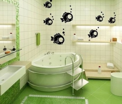 Alkalmazza stencil díszíteni a fürdőszoba belső Photo