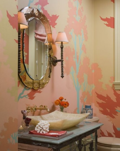 Alkalmazza stencil díszíteni a fürdőszoba belső Photo