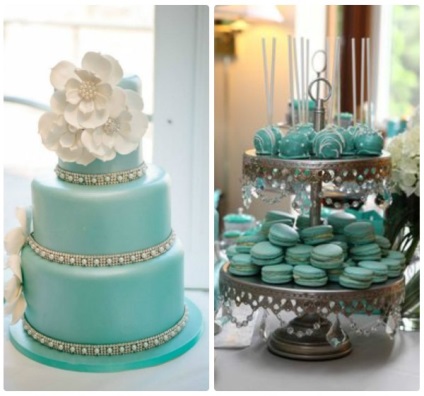 Kék és világoskék esküvői torták - ötletek és képek