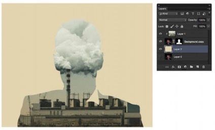 Megteremti a hatása kettős expozíciót Photoshop (a panel alján) Megteremtse a hatása kettős expozíciót Photoshop