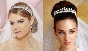 Menyasszonyi frizura a tiara és fátyol a bumm, fotó, videó
