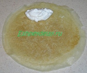 Palacsinta túrós - egy recept fotó (töltött palacsinta túrós) Palacsinta túrós - a recept egy fotó