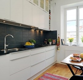 Belsőépítészet kis hosszú, keskeny konyha étkezővel, 2-4, 11 m²-es, fotó, javítás