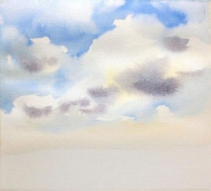 Hogyan kell felhívni az ég, hogyan kell festeni akvarell eget felhők akvarell