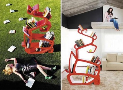 Kreatív design polcokon könyvek - 40 fotó