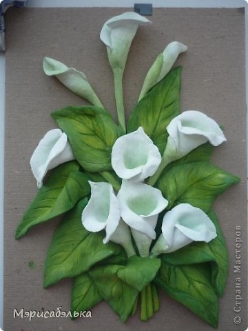 Panel virágok - Calla - a sós tészta (panelek) Panel virágok - Calla - sós tésztából