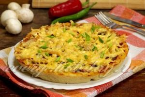 Pizza csirkével, gombával, sajttal recept (sajt) Pizza csirkével, gombával, sajttal recept