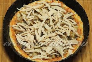Pizza csirkével, gombával, sajttal recept (gombák) Pizza csirkével, gombával, sajttal recept