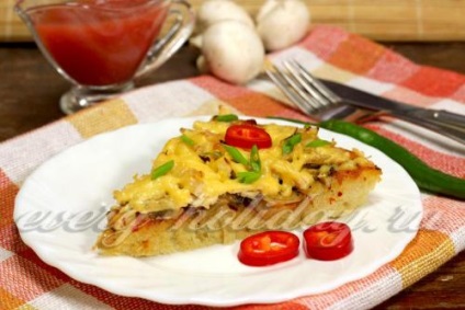 Pizza csirkével, gombával, sajttal recept (recept) Pizza csirkével, gombával, sajttal recept