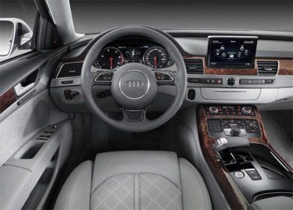 Restyling Audi A8 2012-2013 áttekintést az Audi A8 Long, fotó, szalon, méretek, hasmagasság, motorok,
