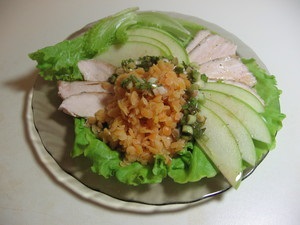 Lencse saláta csirke recept egy fotó