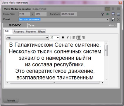 Készítsen görgetés címek és a szöveg Sony Vegas (Vegas Pro) Készítsen görgetés címek és a szöveg Sony Vegas