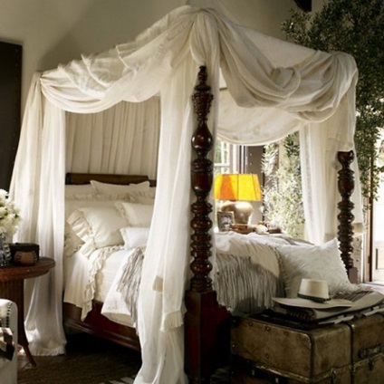 Stílusú hálószoba egy baldachinos ágy - 70 ötlet egy romantikus fotó