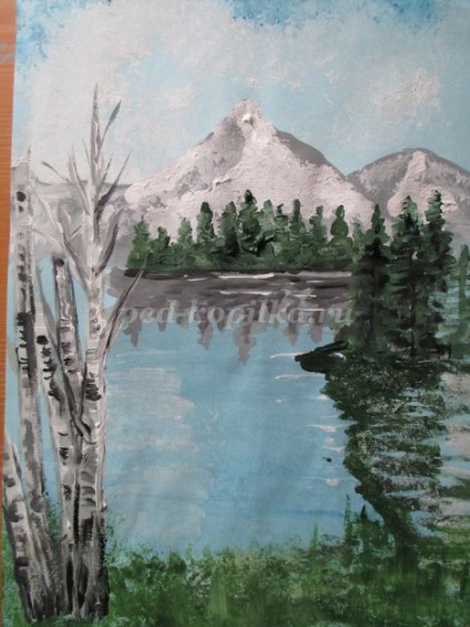 Tavaszi táj gouache lépéseket (gouache) Tavaszi táj gouache lépések