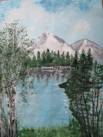 Tavaszi táj gouache lépésenként (lépésenként) Tavaszi táj gouache lépések