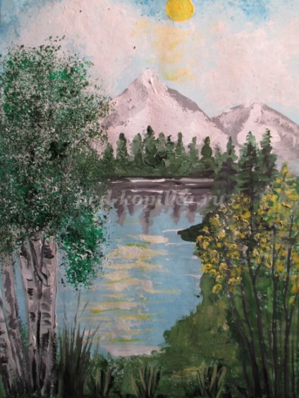 Tavaszi táj gouache lépéseket (gouache) Tavaszi táj gouache lépések