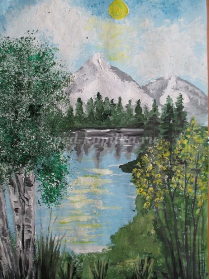 Tavaszi táj gouache lépéseket (táj) Tavaszi táj gouache lépések