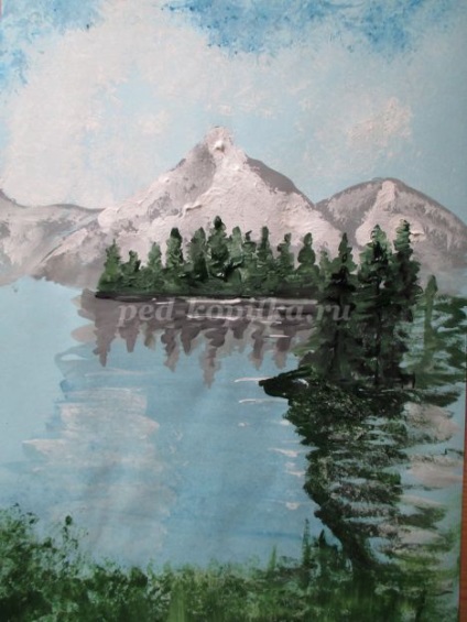 Tavaszi táj gouache lépéseket (gouache) Tavaszi táj gouache lépések