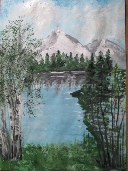 Tavaszi táj gouache lépéseket (gouache) Tavaszi táj gouache lépések