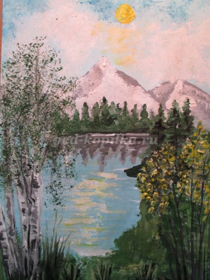 Tavaszi táj gouache lépéseket (gouache) Tavaszi táj gouache lépések