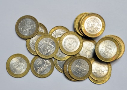 Az emlékérmék 10 rubelt listák, az árak az egyes érmék, 10 hobbi