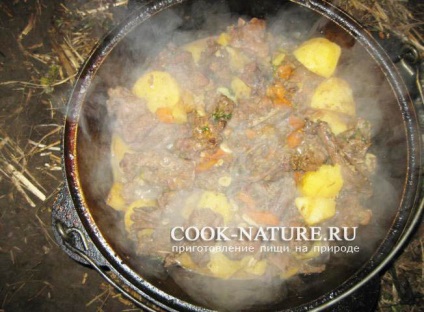 Hare pörkölt burgonyával - főzni a természetben (piros paprika komló-suneli) Hare pörkölt burgonyával - kész természet