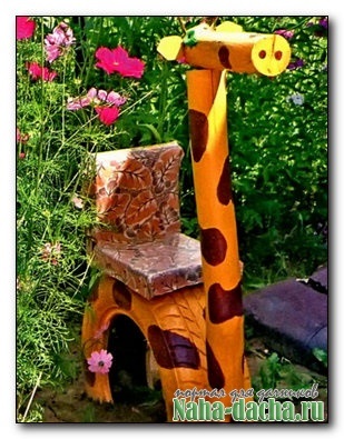 Zsiráf az autóipari gumikat a kertben - egy jó tanácsot
