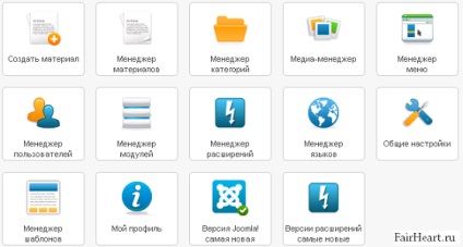 Admin joomla - ismerete szakaszok admin