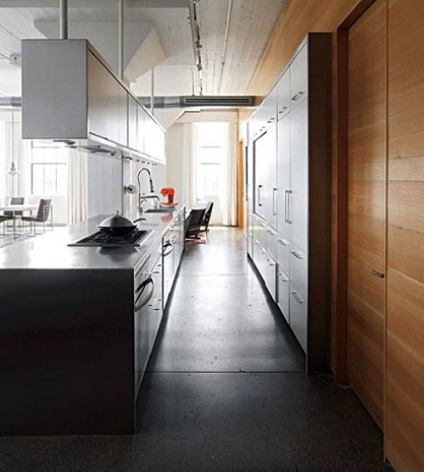 A design a bejárat konyha -, amelyek figyelembe veszik azt az elvet a tervezés és a rendezési