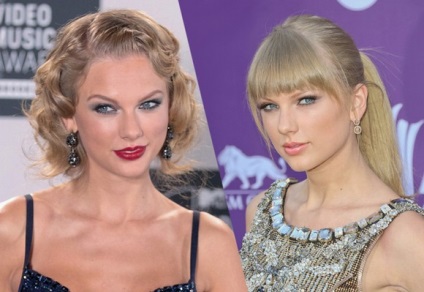 Evolution frizura Taylor Swift, egy női magazin (evolúció) Evolution frizura Taylor Swift, egy női magazinban