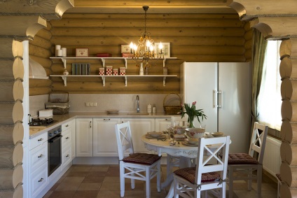 A konyha egy vidéki házban (47 fotó) video utasítást nyilvántartásba az étkező a kezével,