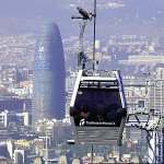 A felvonó és sikló Montjuic (Montjuic Sikló út) A felvonó és sikló Montjuic