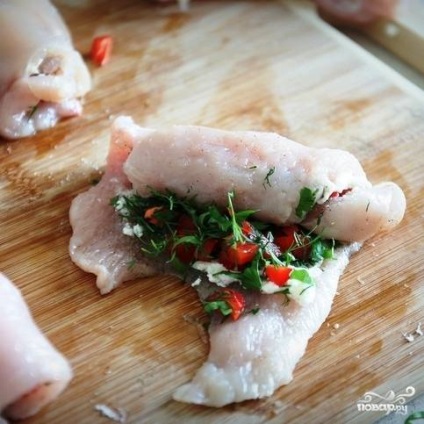 Csirke tekercs szalonnával - lépésről lépésre recept fotók