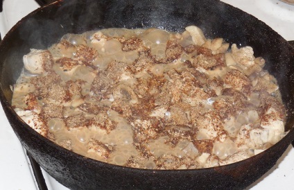 Csirke párolt gombával, vagy hogyan kell főzni csirke pörkölt - lépésről lépésre recept fotók (gomba) Csirke párolt gombával, vagy hogyan kell főzni csirke pörkölt - lépésről lépésre recept fotók