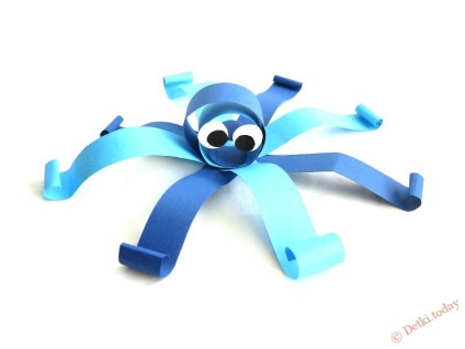 Octopus a színes papír lépésről lépésre képek gyerekeknek (gyermek) Octopus a színes papír lépésről lépésre fotók a gyermekek