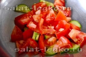 Bab saláta, paradicsom és uborka (uborka) Bean saláta paradicsom és uborka