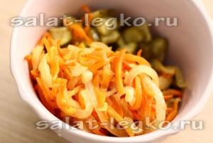 Saláta csirke szívek recept egy fotót a legfinomabb