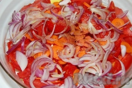 Saláta paprika és paradicsom - a recept egy fotó