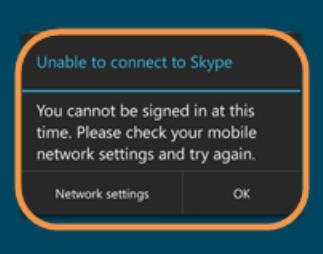 Skype nem tudott kapcsolatot létesíteni (Skype) Skype nem tudott csatlakozni